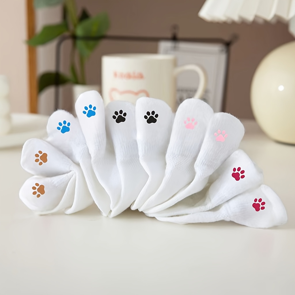 E-shop 5 Paar Damen Frühling/Sommer bunte Katzenpfoten-Druck-Socken, weich, atmungsaktiv, lässig, unsichtbare Boat-Socks, rutschfeste Socken mit