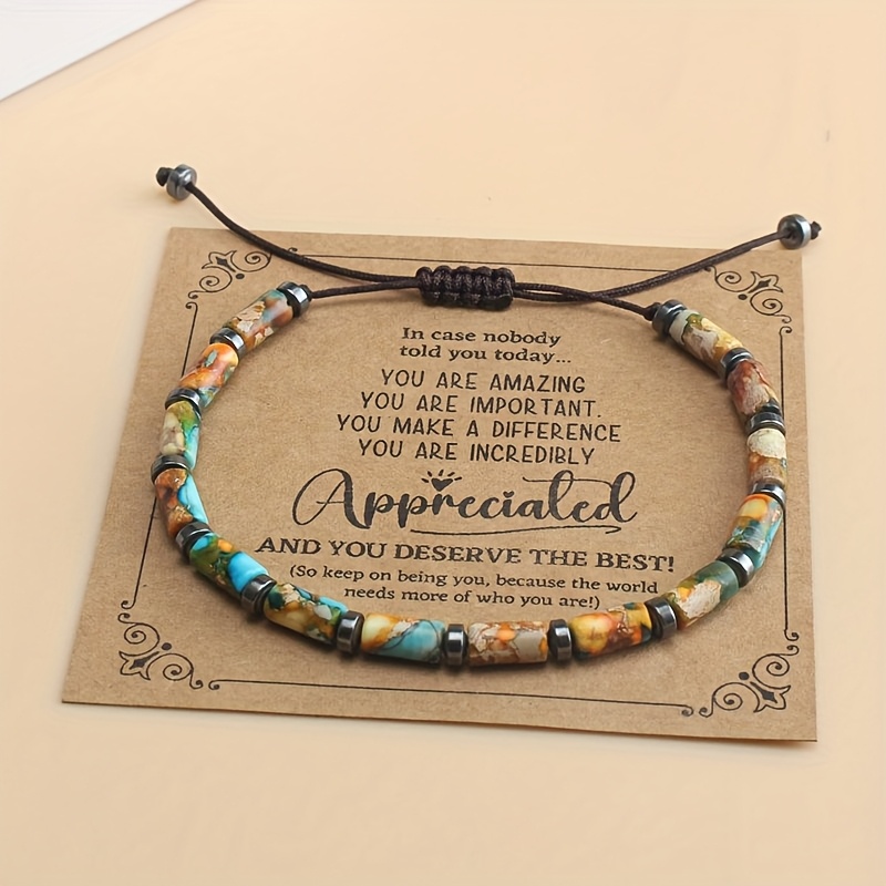 Bohemian Natural Stone Men's Bracelet with Hematite