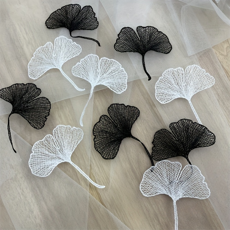 

10pcs Black & White Lace Appliques, Fashion Neckline Patch Embroidery, Water-soluble Flower Lace, Diy Wedding Dress, Clothing Sewing Accessories