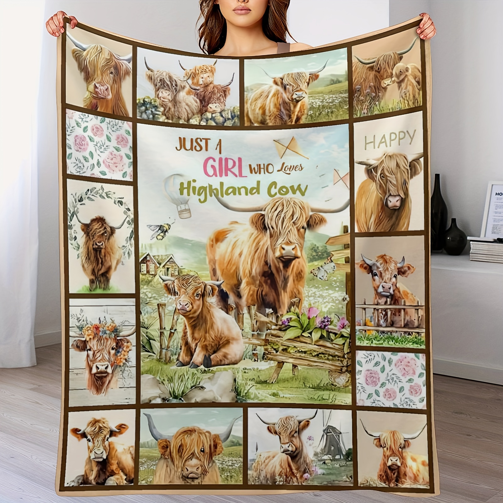 

Highland Cow Print Blanket And Throws Cute Farm Animal Cow Gifts Throw Blankets Soft Cozy Plush Warm Bedding Blanket For Adults Couch Travel