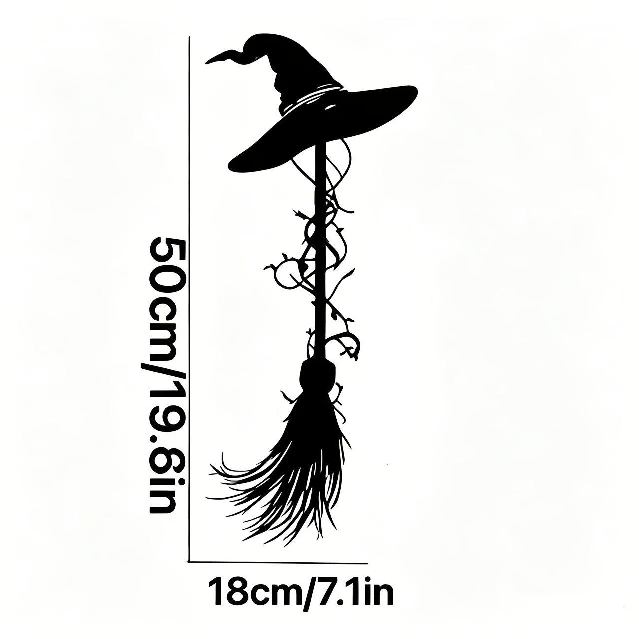 TEMU [2d Flat] 3 Sizes Available: Large, Medium, And Small. Metal Wall-mounted Broom Decor For Halloween And Wall Decoration