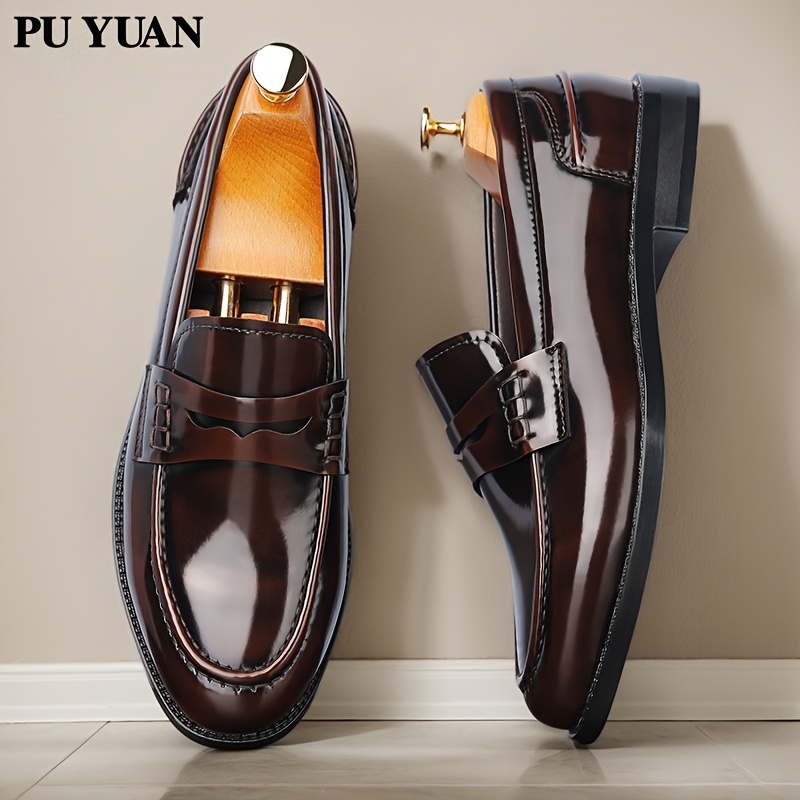 zapatos de negocios informales de talla   para hombre - zapatos de vestir sin cordones con punta, parte   de   y   de goma para  , viajes, senderismo - comodidad para    , zapatos versátiles | estilo de negocios informales |   de goma  , zapatos elegantes 1