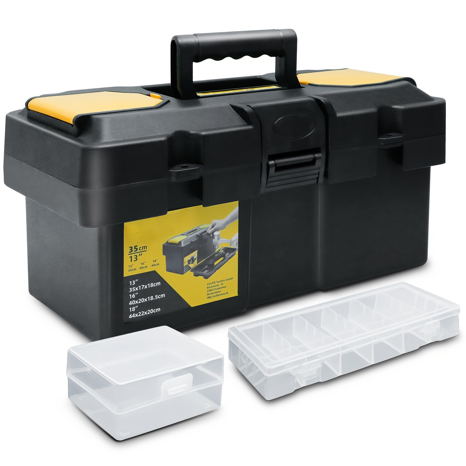 

Tool Box 13" Tool Box 35 X 17 X 18 Cm Case With Quick Release And Organizer, Sturdy Organizer Made Of Plastic For Various Tools