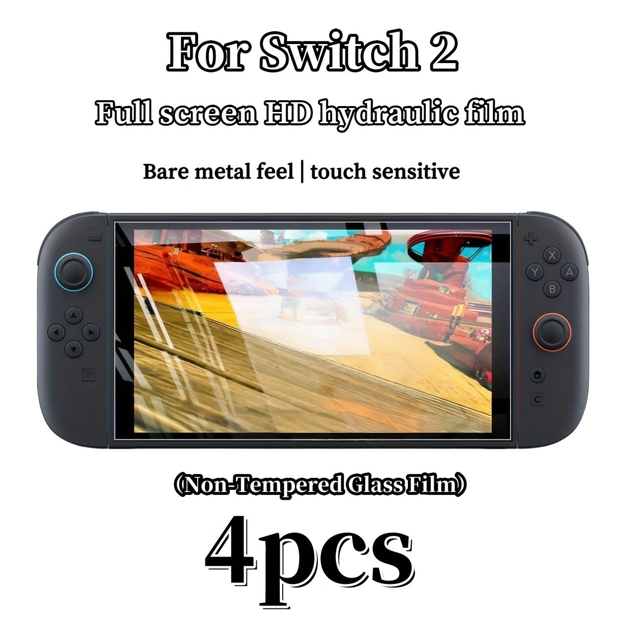 TEMU 4pcs Hd Hydrogel Screen Protector For Switch 2 - High-definition, Thin And Lightweight Screen Protector, Scratch-resistant, Enhances Display