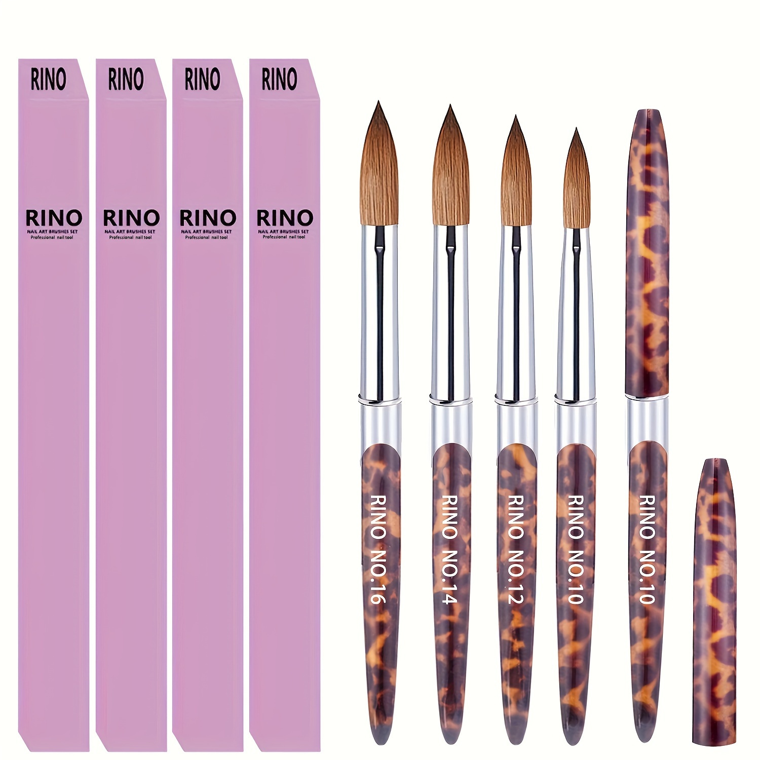 4pcs Kolinsky Acrylic Nail Brush Set For Nails Size 10/12/14/16-high-quality Nail Art Brushes For Acrylic Powder Application, Nail Extension,and 3d Nail Carving -unscented And Nails