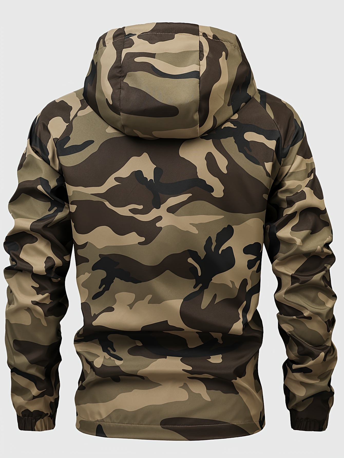 Men's Trendy Camouflage Long Sleeve Hooded Zip Jacket Zipper - Temu