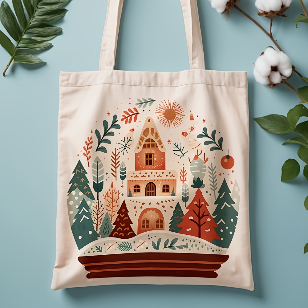 TEMU Bolsa de tela con ilustración de de jengibre "Just", bolsa de compras reutilizable, bolso de para compras navideñas, bolsa de compras navideña