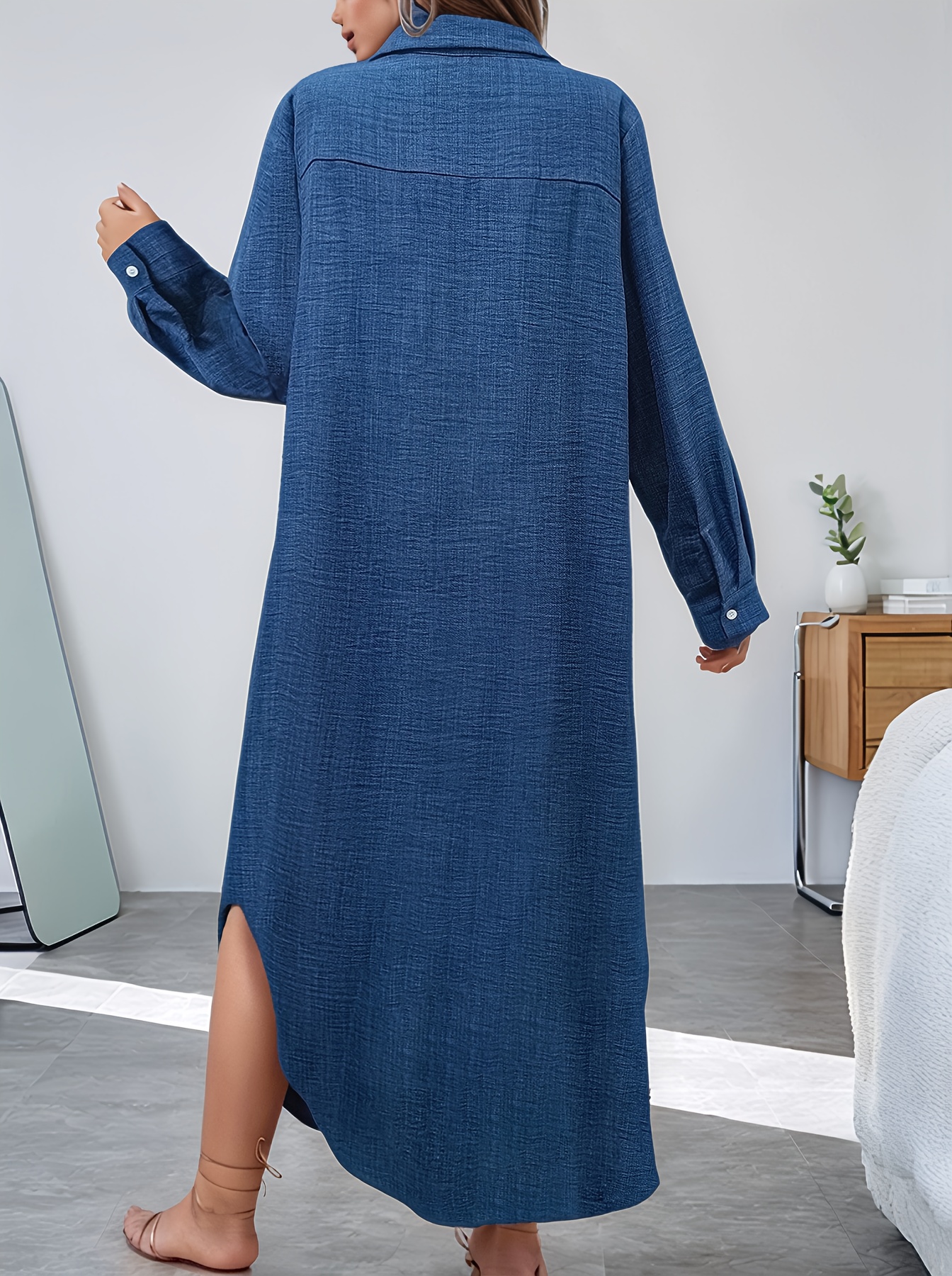 plus size elegant tunic shirt dress 100 polyester solid