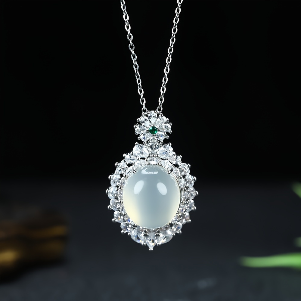 

Elegant Ice Dove Egg Pendant With White Nephrite - Men's Jewelry