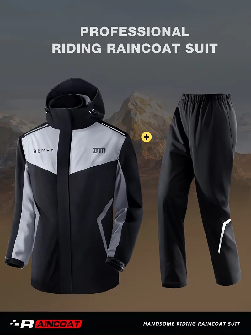 Tuta Impermeabile Uomo Antipioggia Con Giacca E Pantaloni - Riflettente Per Pesca, Moto, Sport - Foto 2