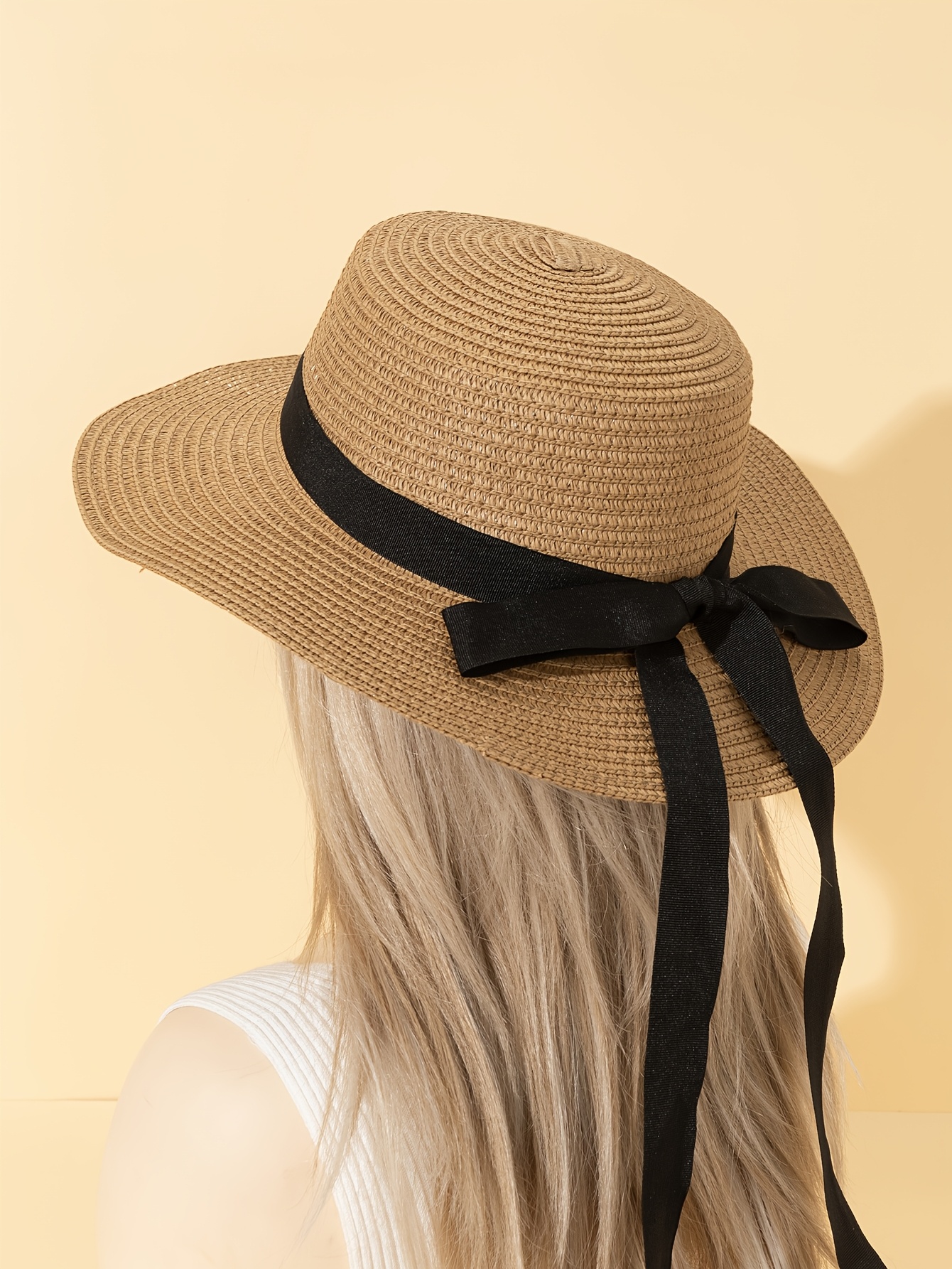 Vintage KaKy Straw Hat HEVIRGO Khaki Straw Sun Hat for Men, Wide Brim, Braided  main image 3