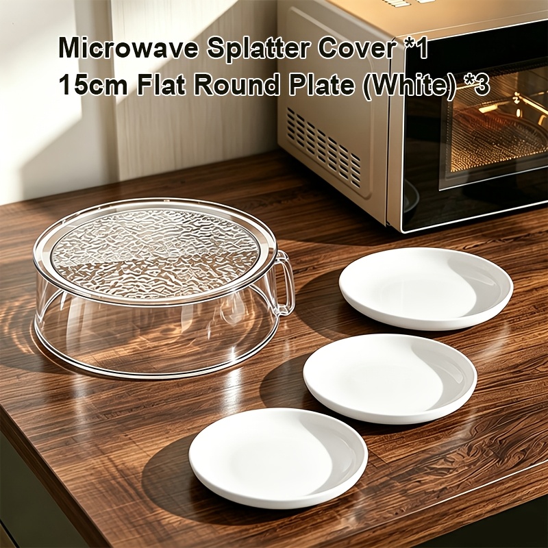 TEMU 4-pack, Microwave Splash Cover, Plates, Made Of Plastic, Heat-resistant, Freezer Safe, Dust And Insect-proof, Food Warm And Fresh, Suitable For