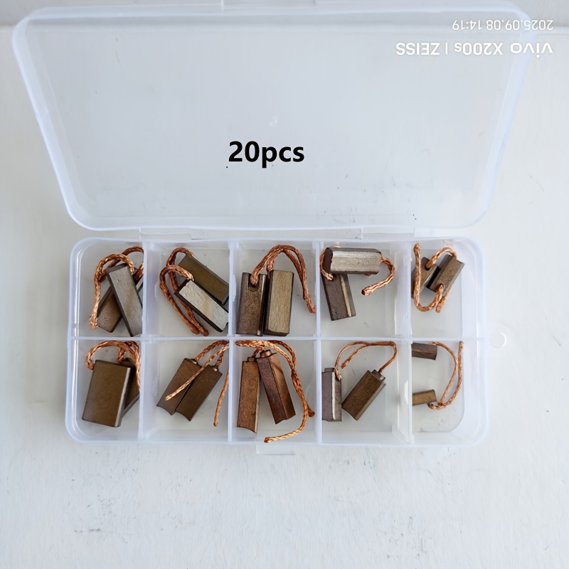 TEMU 20pcs (10 Styles) Of Carbon Brushes For Car Heating Fan Motors, Replacement Carbon Brushes For Car Windshield Wipers, Motors And Seat Motors
