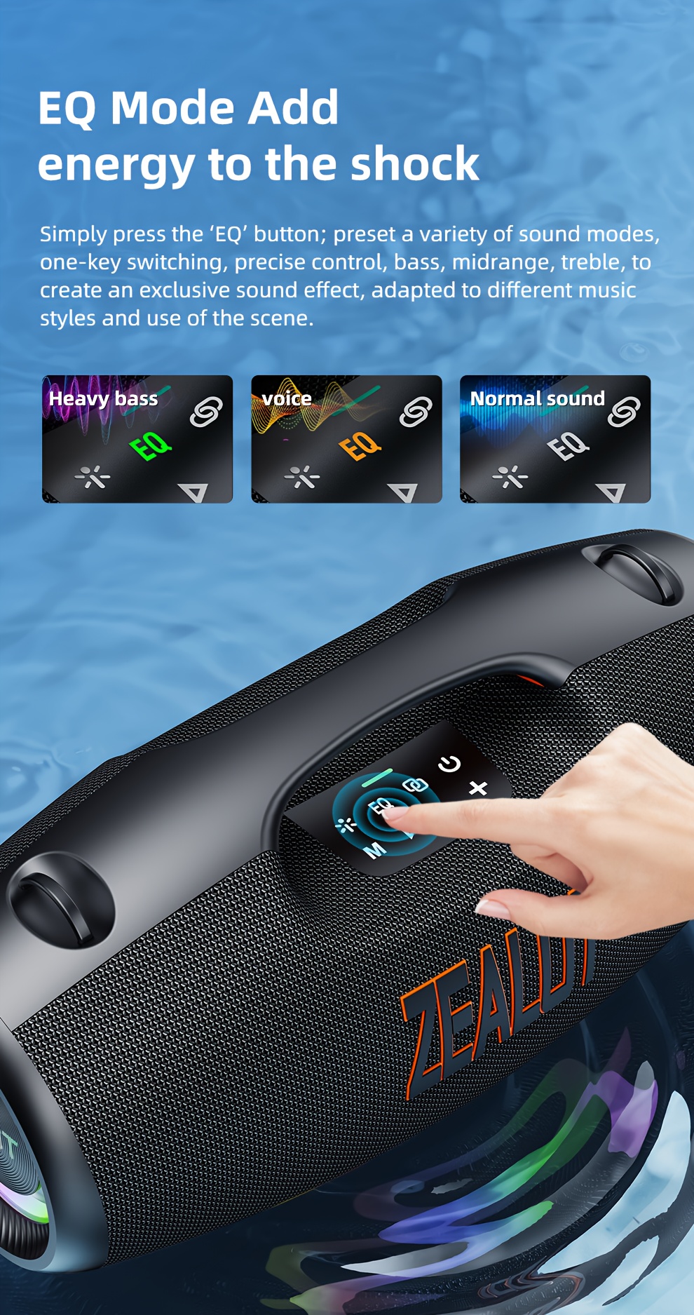  s89 250w wireless speaker outdoor portable 3d surround sound rgb color lights eq mode up to of time supports mobile phones tablets computers and tvs sd aux usb series dual pairing function suitable for Product details 4