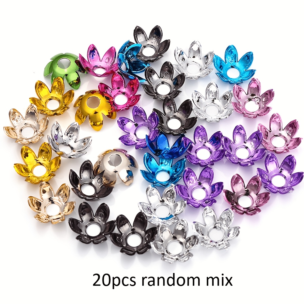 TEMU 20pcs 16mm Random Color Flower Beads Caps Acrylic Jewelry Beads For Making Beaded Bracelet Necklace Keychain Diy Ornament Supplies