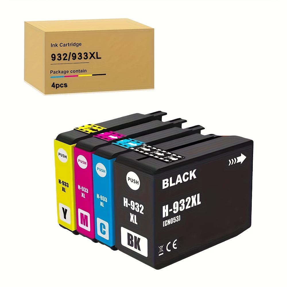 Image of Printer Cartridges Multipack Compatible With 932 933 Xl Ink Cartridges For 6600 6700 7510 7612 7110 6100 7610 6110 Printers (pack Of 4 Yellow