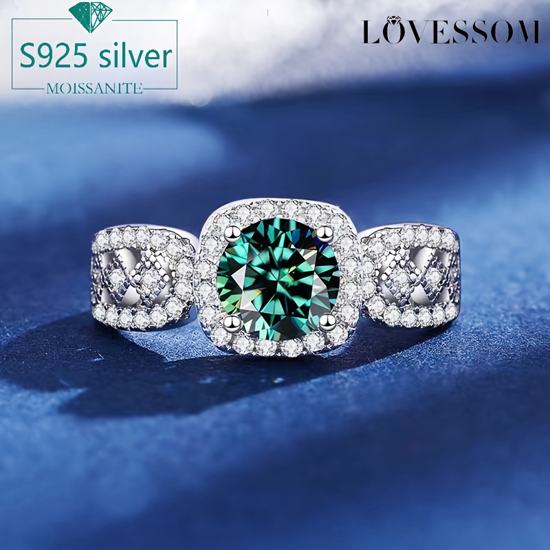 

Elegant Boho 925 With 1 Carat Green Moissanite, 18k Gold Plated Lace Design, Daily & Special Occasion Gift, All-season, Vintage-inspired Ring For Proposals, Engagements, And Valentine's Day