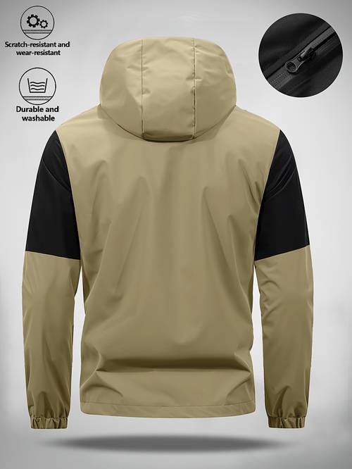 mens hooded jacket with bull logo colorblock hooded outdoor jacket mens sporty casual outerwear jk1859