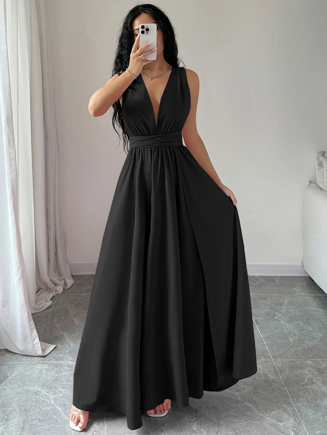 Sleeveless Cute Black Maxi Dresses Pretty Lavish Curve Satin Slip