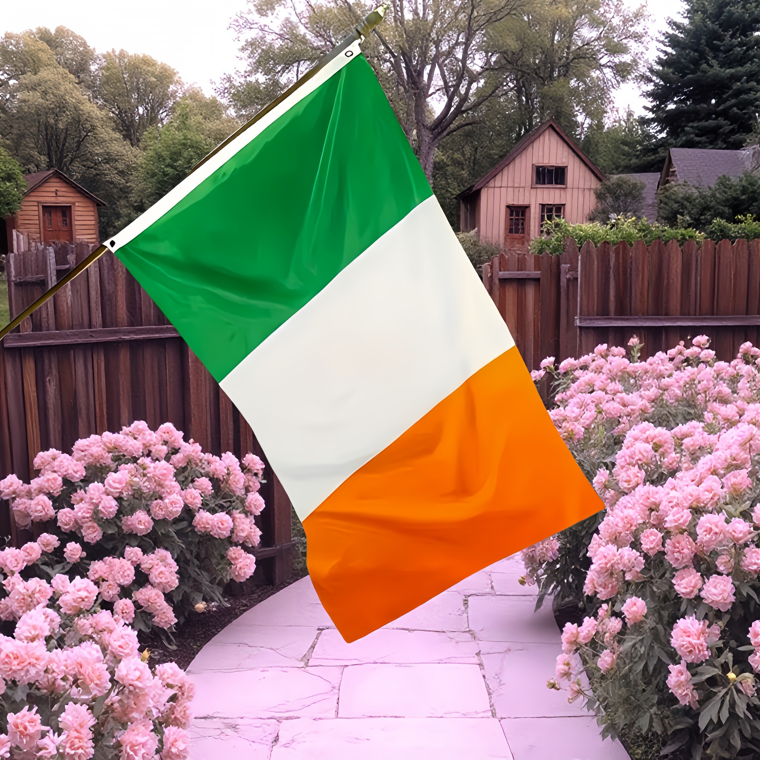 Irische Nationalflagge 90x152 Cm – 100% Polyester, Genähte Streifen, 2 Messingösen, Für Garten & Haus