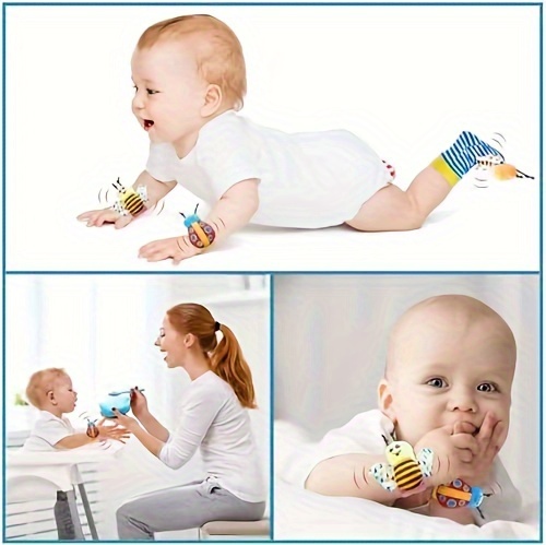   baby rattle socks wrist rattles set soft sensory toys cotton material infant hand foot development vision hearing development   baby gift details 5