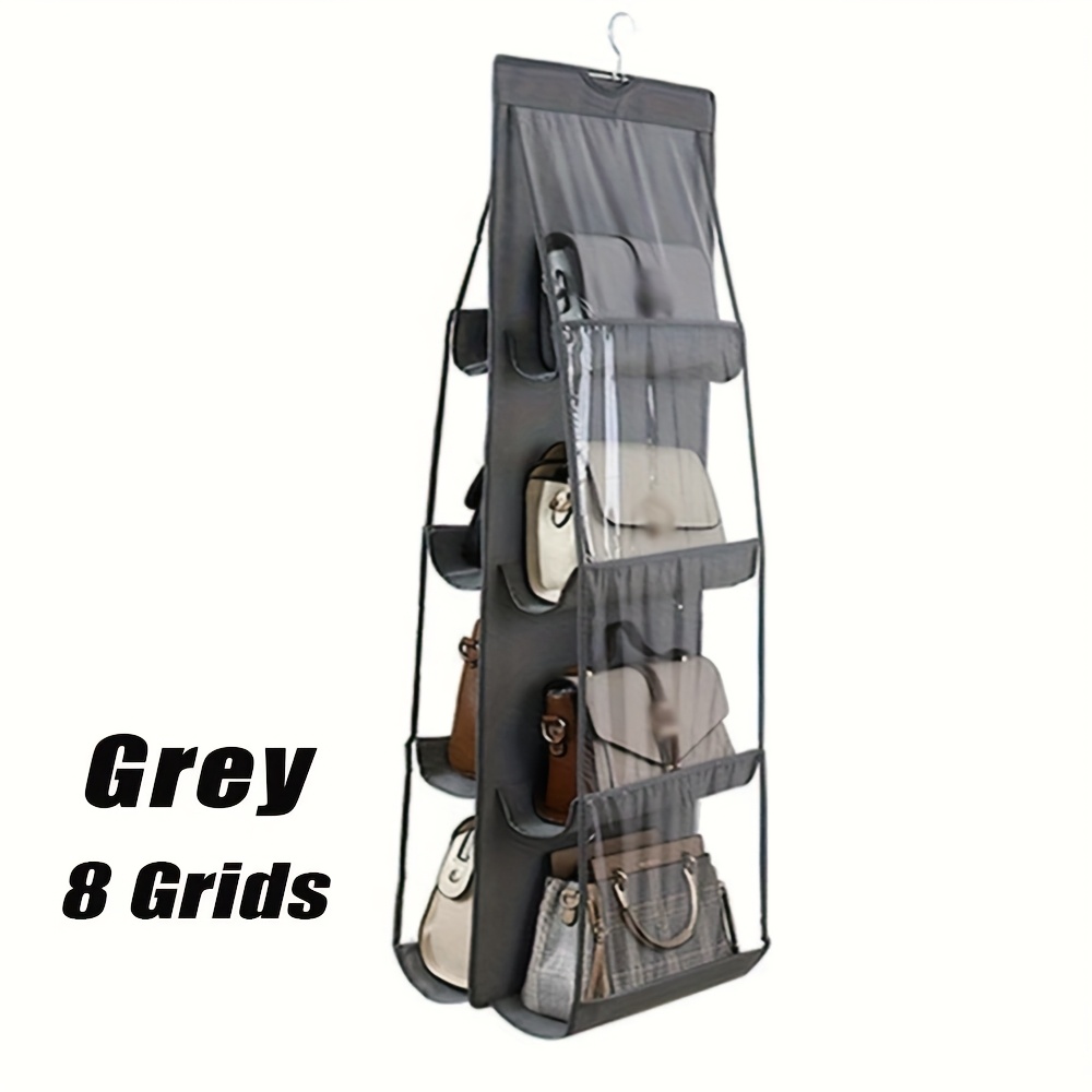 TEMU 1pc 2 Colors Multi-pocket Hanging Bag Storage Bag Wardrobe Handbag Organizer Dust-proof Space- Storage Tool, Foldable - Wardrobe Handbag Rack