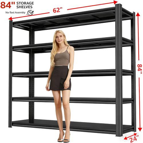 84 heavy duty storage rack 5 6 tier metal shelving unit 3500 lbs capacity 62 w x 84 h x 24 d adjustable and easy to assemble suitable for wardrobes offices garage accessories multi purpose sturdy and standing shelf