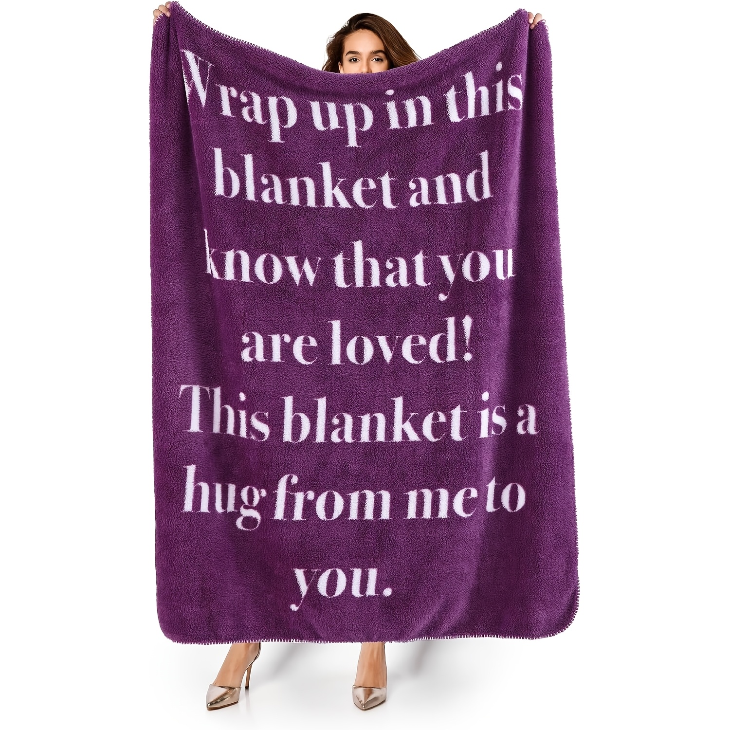 

Cozy Comforter Inspirational Fleece Blanket - Knit Polyester Fabric, 250-300gsm, Grey Comforting Gift With For Women And Men