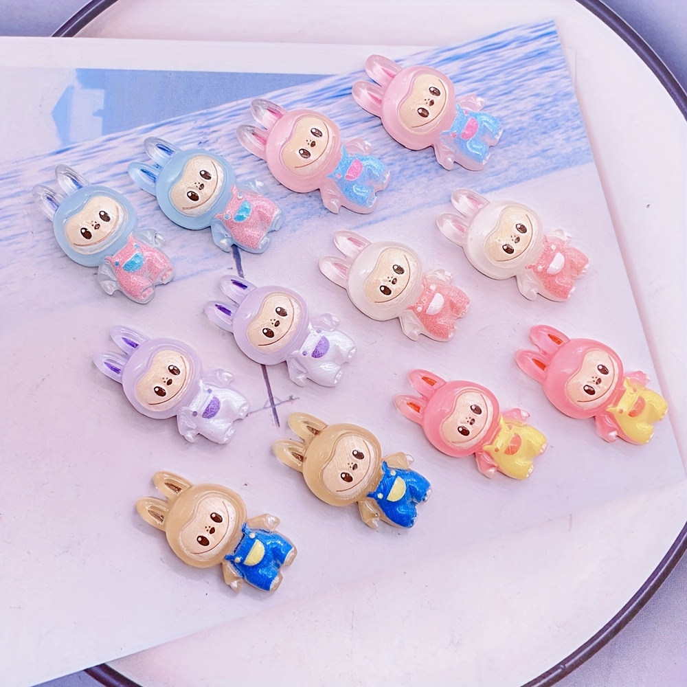 

12pcs Mixed Color Transparent -the-dark Bunny Charms For Diy Resin Crafts And Home Decor