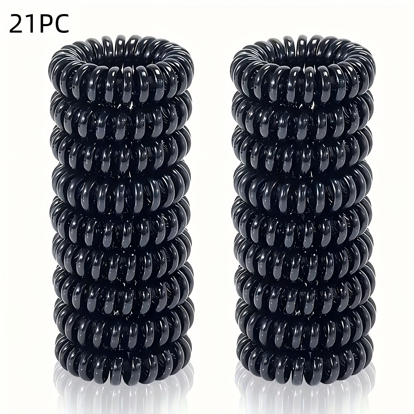 TEMU 21pcs Spiral Scrunchie Telephone Cord Hair Ties For Women, Spiral Elastic Hair Bands, Ponytail Holders, Spiral Rubber Bands, Hair Springs, Suitable For Thick Hair