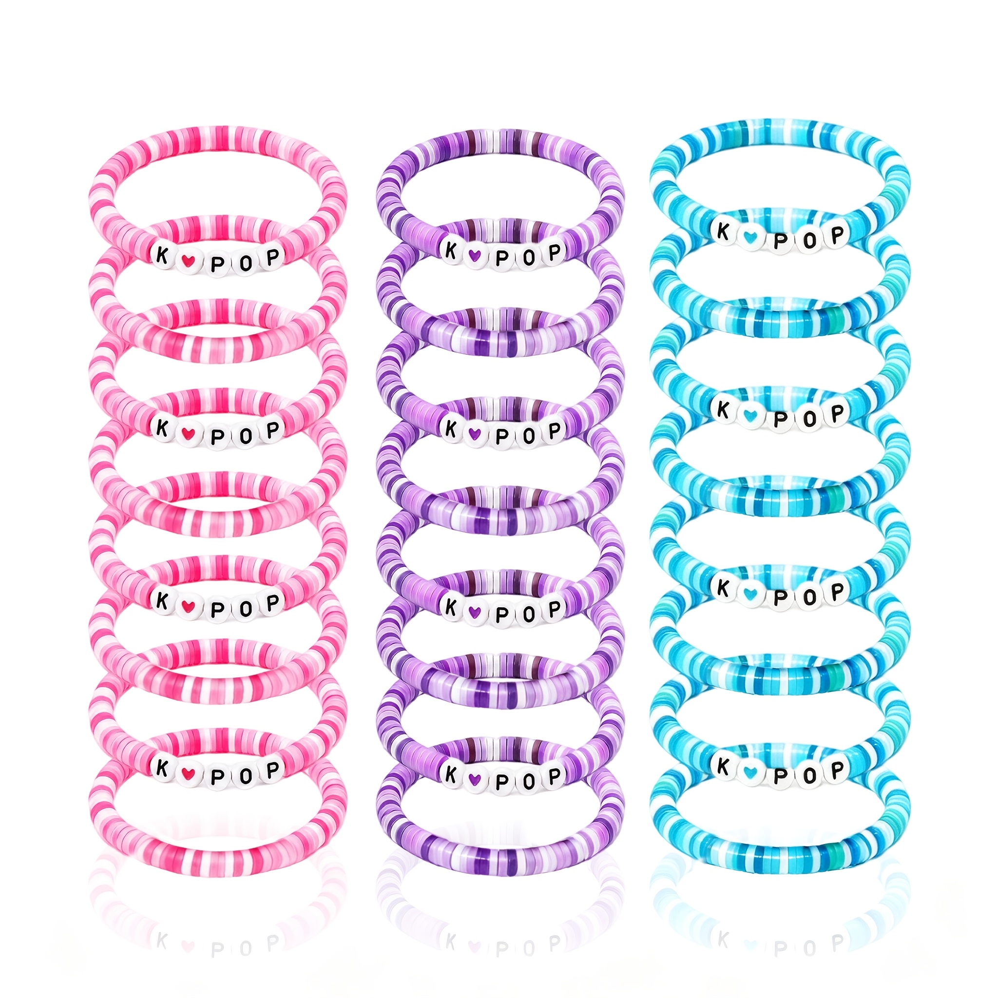 TEMU Set di 24 braccialetti LOLLILULO K-pop adatti per feste, - Braccialetti 'amicizia a tema K-Pop non metallici con ciondoli di gruppi, per regali