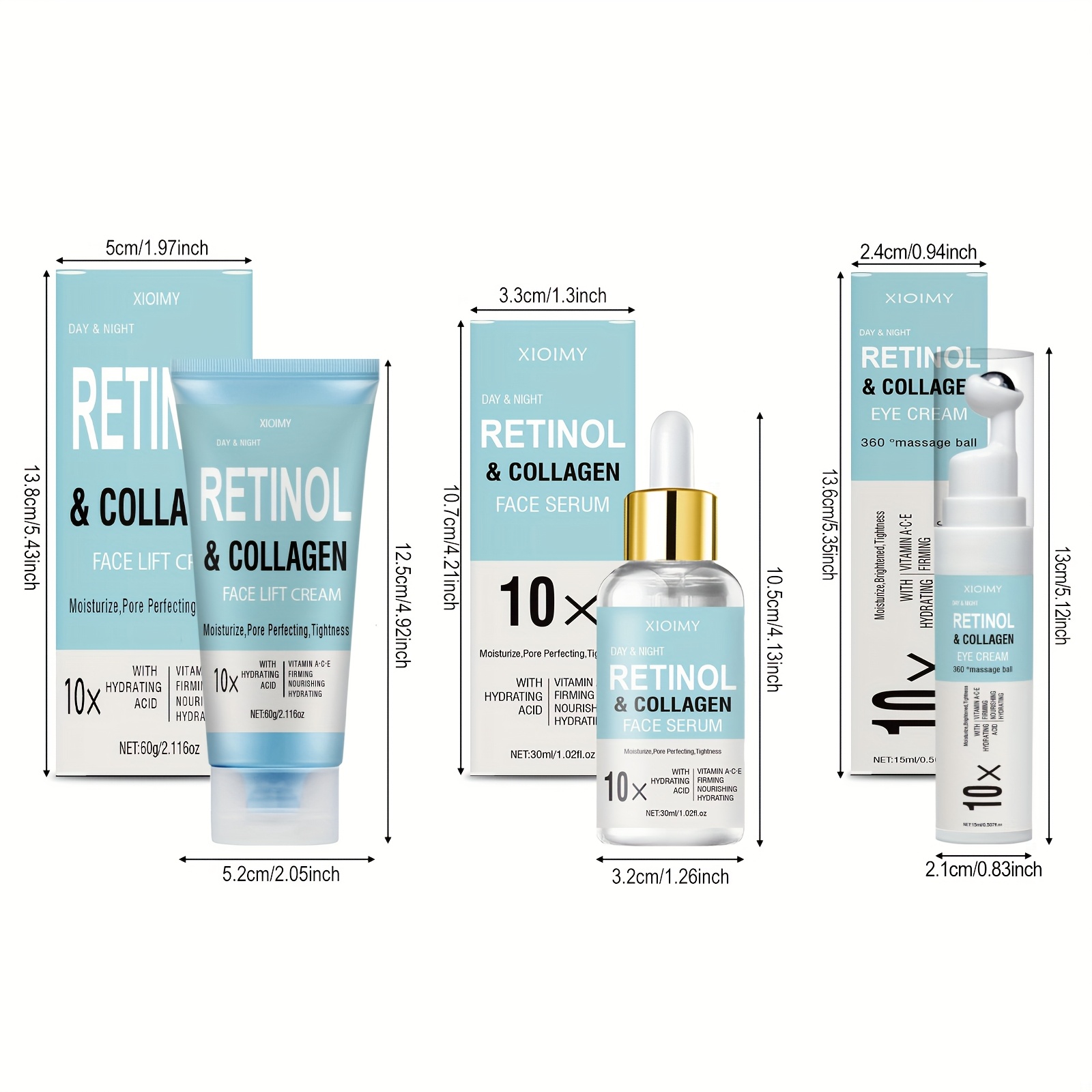 3pcs 10X Collagen And Retinol Facial Care Package, with Multiple Effects to Care Facial Skin, Including Facial Mask, Eye Cream, Essence, Face Cream, Smooth And Delicate Skin, Farewell to Dry And Dull Skin, And The Best Gift Package - Image 5