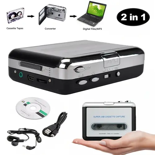 portable tape player to digital er compatible with laptops and personal computers er recorder tapes to digital mp3 silver