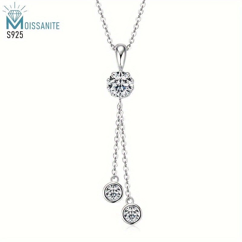 

925 Silver 1 Carat Sparkling Moissanite Pendant Necklace Women' Pendant Necklace Elegant And Wedding Anniversary Party Gift Christmas Gift For