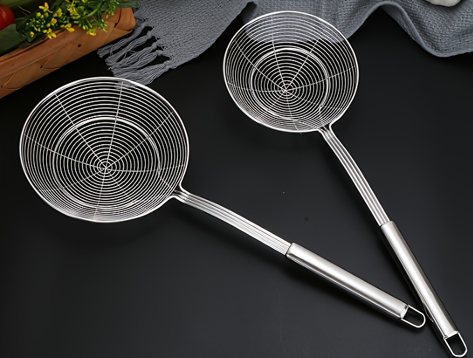 1pc strainer ladle stainless steel wire skimmer spoon with handle kitchen spider strainer household skimmer spoon for frying kitchen cooking tool for fried food kitchen stuff kitchen gadgets kitchen accessories details 6