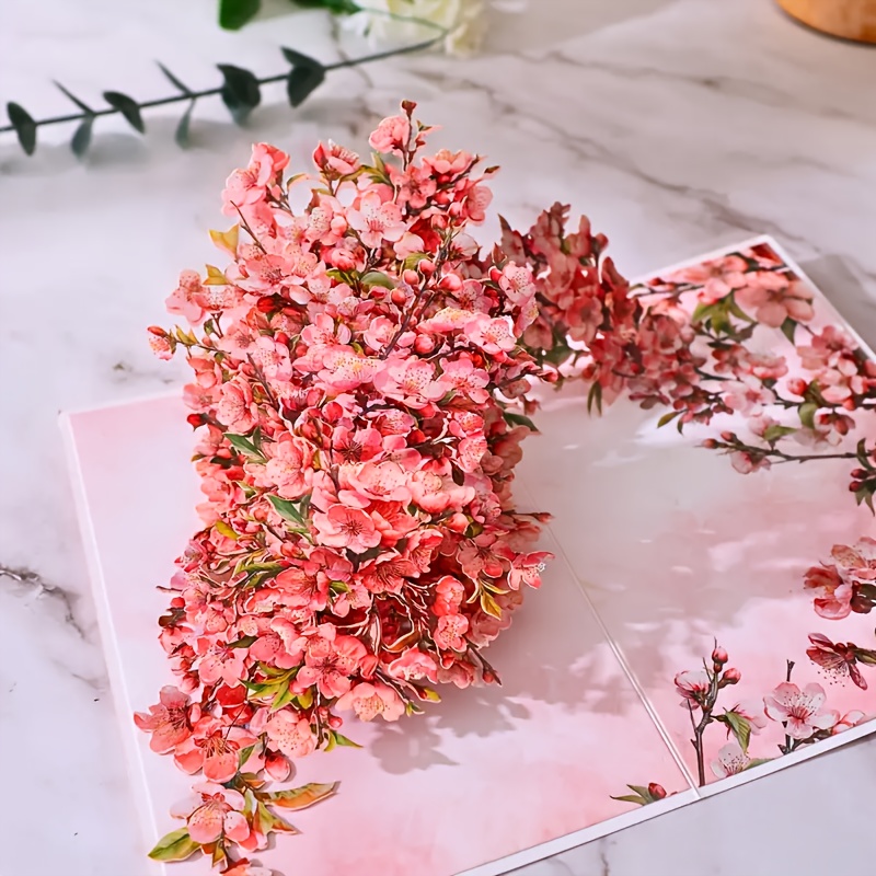 E-shop Kirschblüten Pop-Up Grußkarte – für Geburtstage, Muttertag, Valentinstag, Thanksgiving Weihnachten | Inklusive Notizkarte Umschlag