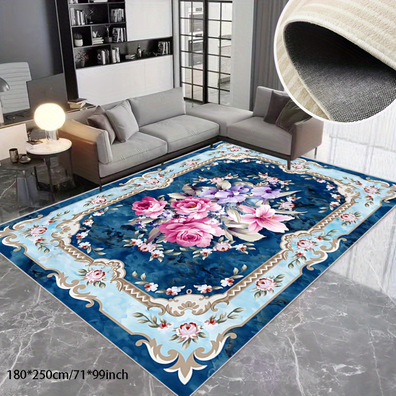 

Living Room Bedroom Imitation Cashmere Area Rug European Classical Carpet Hundreds Of Flowers, Non-slip Soft Washable Office, Home, Outdoor Carpets, Etc. Indoor And Outdoor Available
