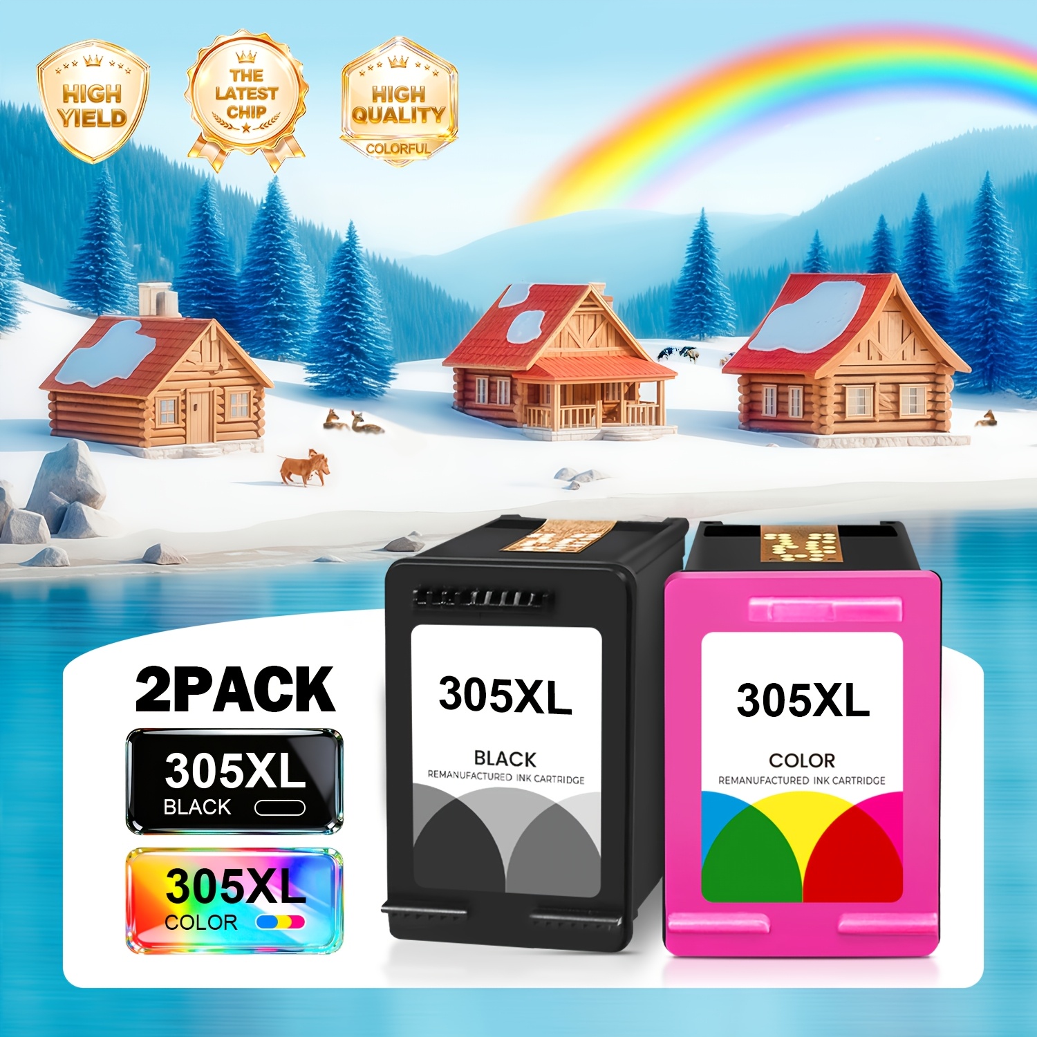 E-shop Generalüberholte 305XL Druckerkartuschen, 305 Schwarz XL Ersatz für 305 Druckerkartuschen, kompatibel mit 2800e 2810e 2820e 2821e 2822e 2823e