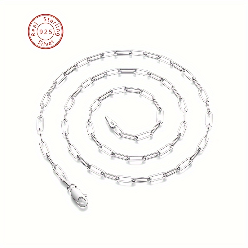 

925 Sterling Silver (including 6 Grams) Paper Clip Lobster Buckle Chain For Women's Necklace, Men's Diamond Cut Silver Necklace Chain, 16 Inches, Comes With A Beautiful Gift Box