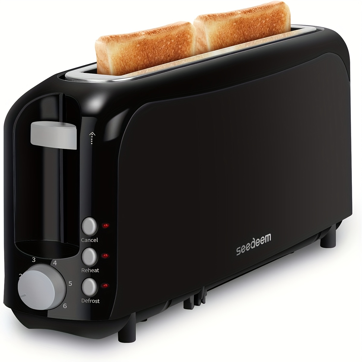 TEMU 2- Slim Toaster, 6 Shade Settings With Cancel, & , 10" Long Slot, Auto Shut Off, Removable Crumb Tray, Blue, Pink, Red, Yellow, , Black