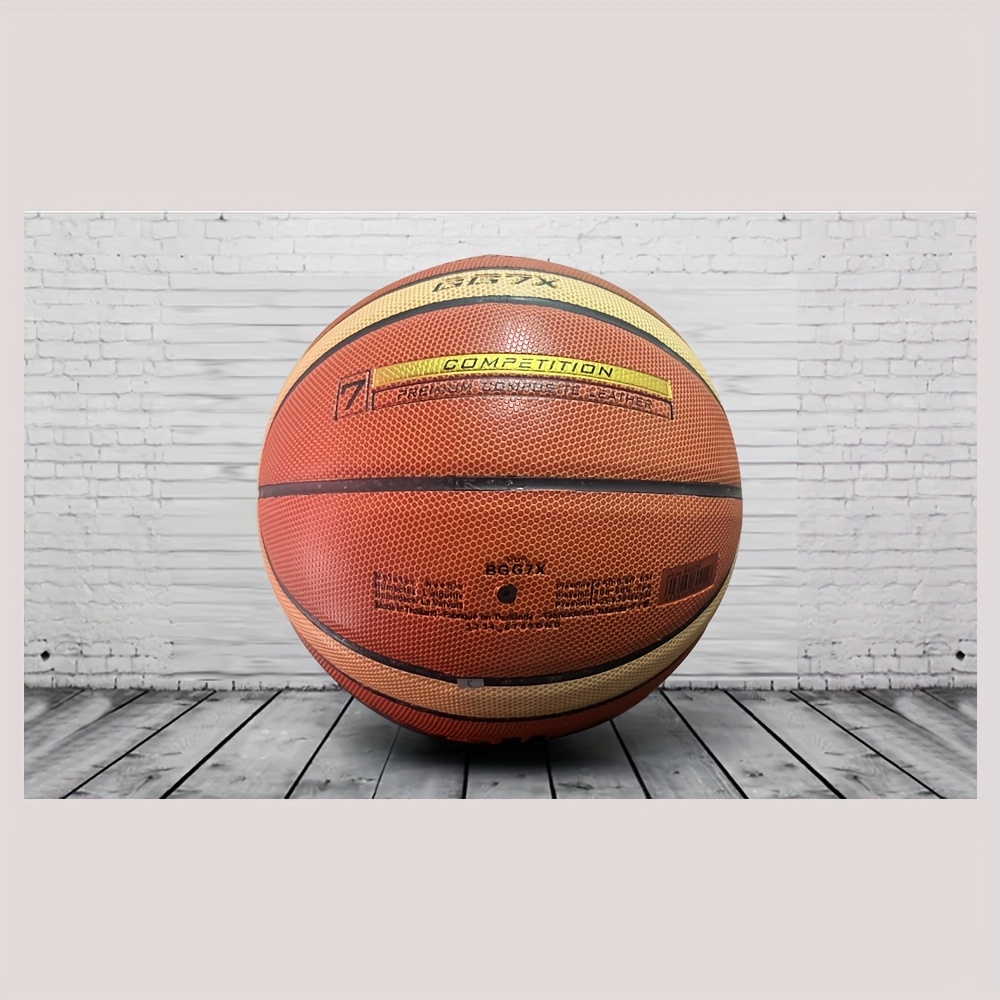 

1pc Official Size 7 Basketball - Pu Material, Red & With Black Textured Grip, Indoor & Outdoor Play, Adult Sports Equipment, Mixed Colors, Basketball Accessories