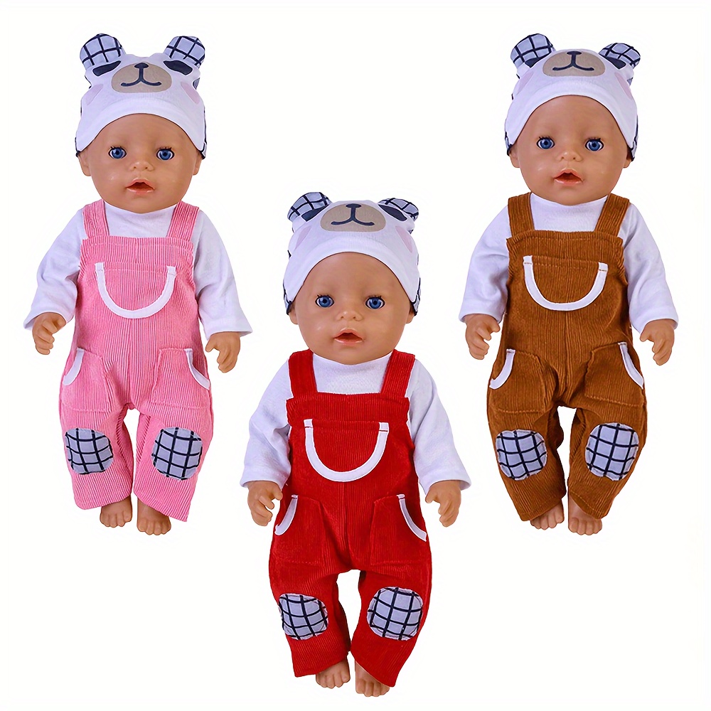 

3pcs Doll Outfit Set For 14-18" Dolls - Includes Adorable Hat, Bib Pants & - (doll Not Included)