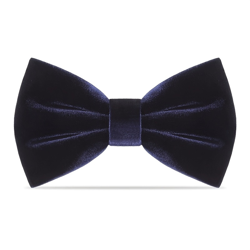 

1pc Pre-tied Men's Navy Blue Velvet Bow Tie, Adjustable Wedding Party Formal Accessory, Luxurious Polyester Fabric For Sophisticated Style, Wedding Accessories