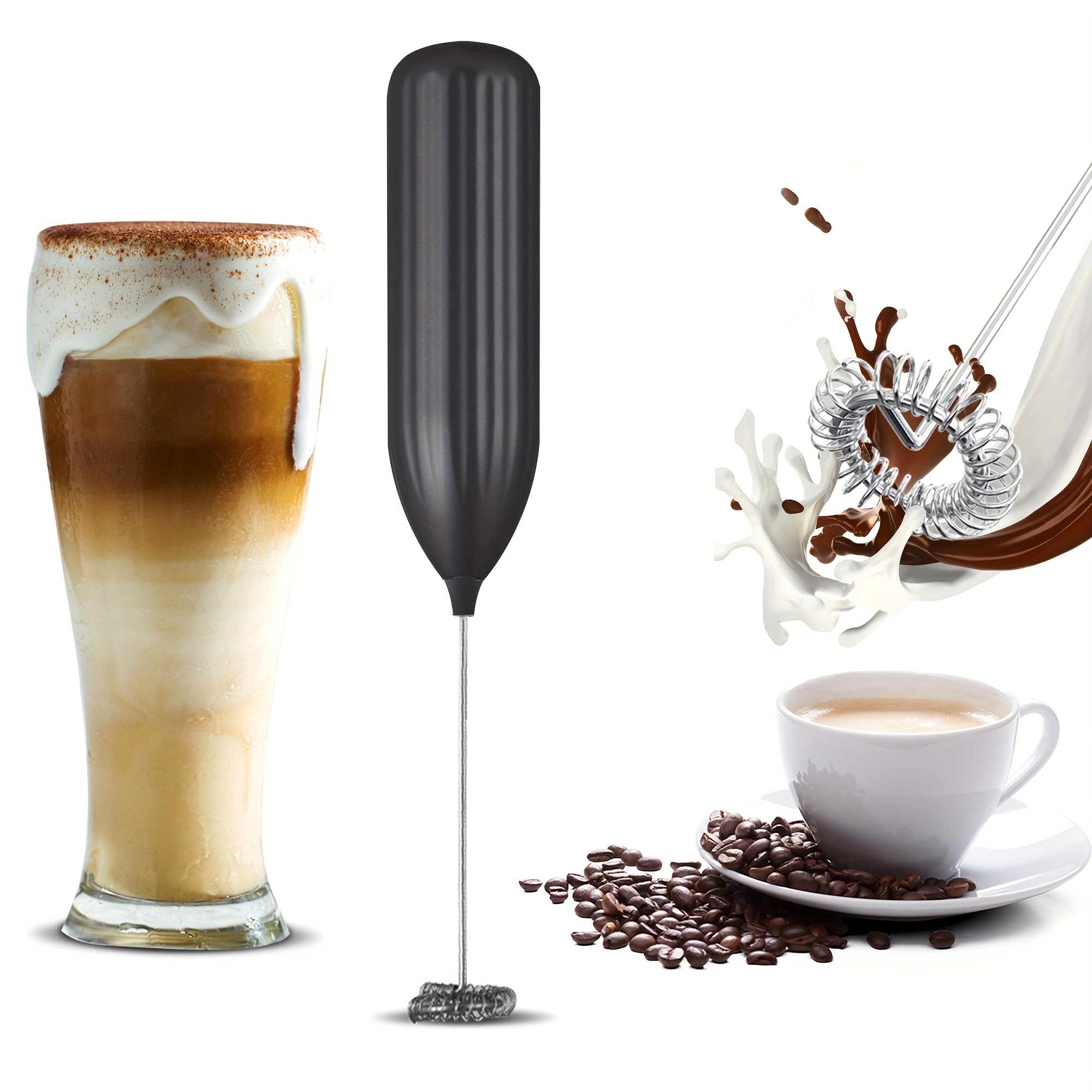 TEMU Electric Milk Frother Handheld, 10000 R/min, Handheld, Cordless Blender, Comfortable Grip Body, Removable Stainless Steel Blender, Lattes,