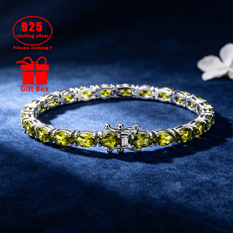 Image of 925 Sterling Silver Women's Jewelry, Peridot Women's Bracelet, High-quality Women's Jewelry, High-quality Designer Pieces, Y2k Retro Pieces, Free Of Irritants, From Local , Beautifully Gift-