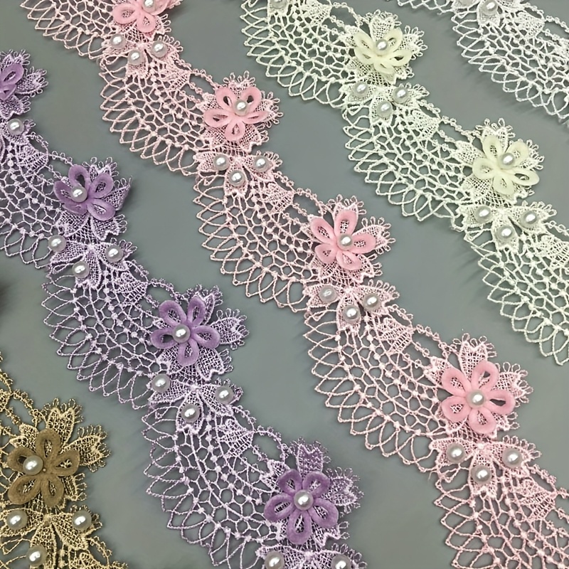 TEMU 1 Yard Rose Ocean Waves Embroidered Lace Trim Ribbon Fabric Sewing Craft Patchwork Handmade Decoration