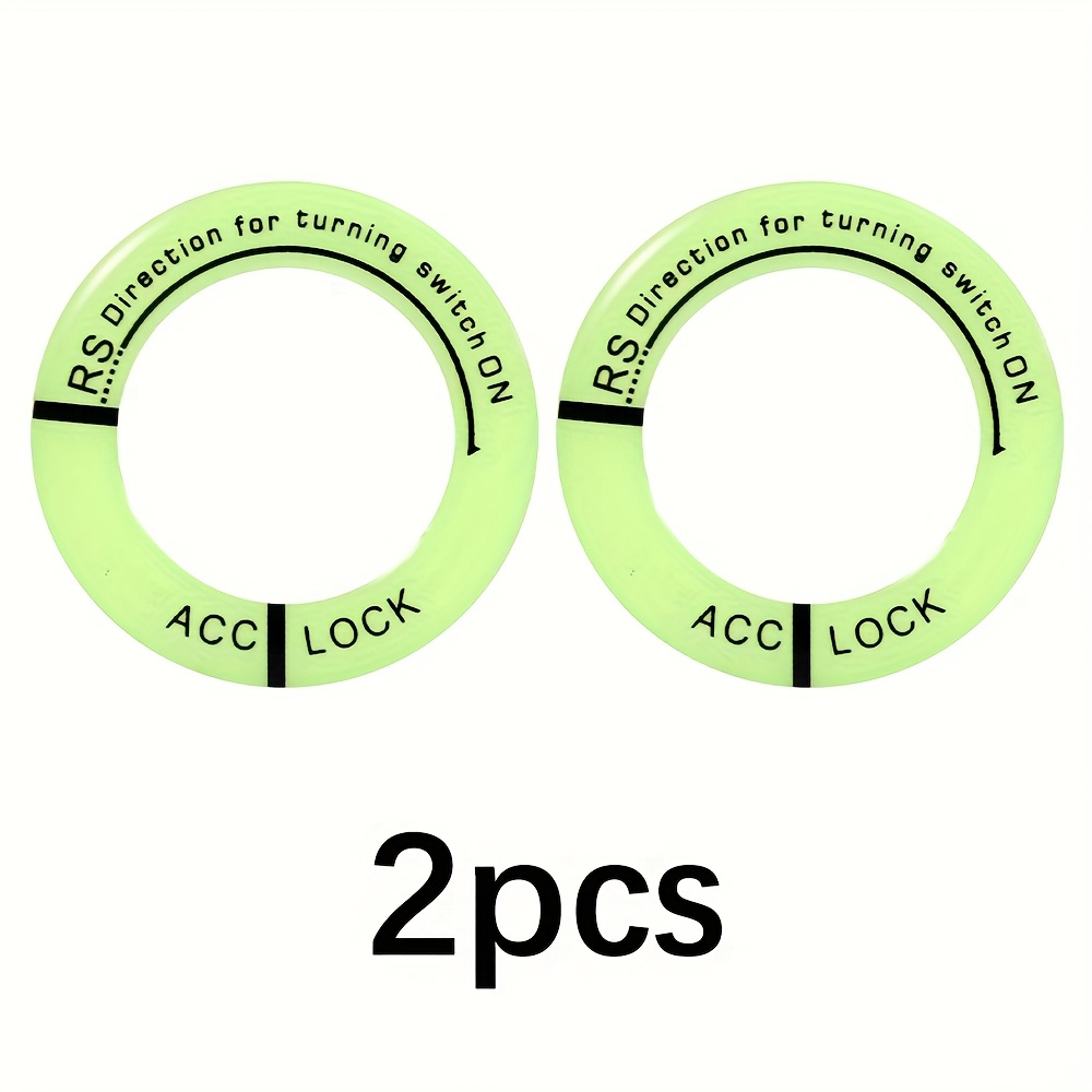 2pcs Luminous Ignition Switch Decoration Ring For Car Motorcycle. Key Ring Circle In The Dark