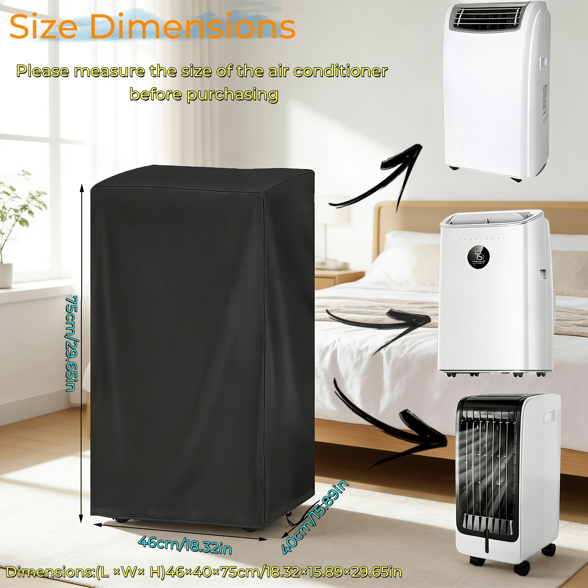 TEMU 1 Housse de climatiseur anti-poussière, facile à installer, douce pour les rayures, et compatible universellement pour les intérieurs et
