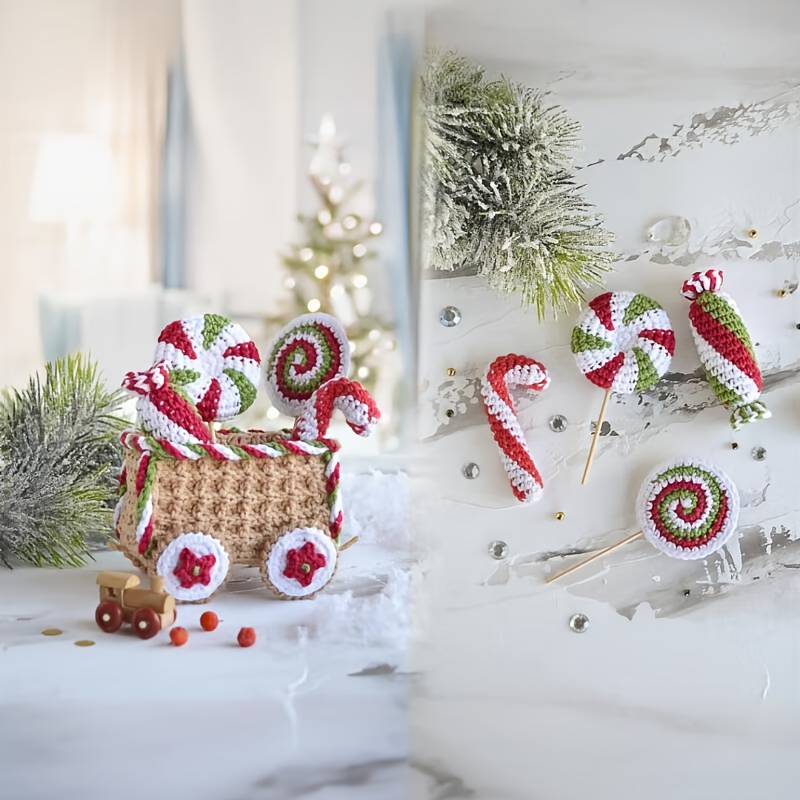 1pc christmas train shaped lollipop amigurumi crochet kit