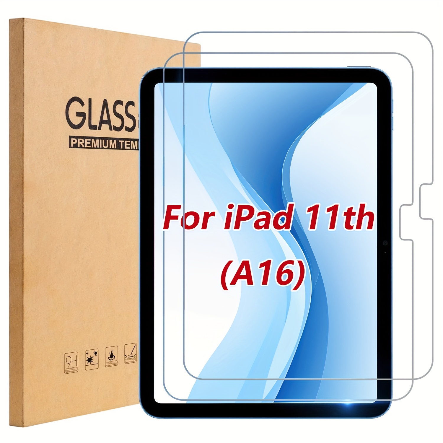 E-shop 2 Stück Gehärtetes Glas Display-Schutzfolie für iPad 11. Generation 2025 (A16) A3355 A3356, für iPad 10. Generation 2022 – Ultra-langlebig,